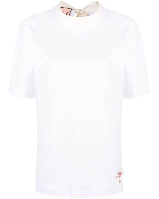 Plan C bow-detailed cotton T-shirt