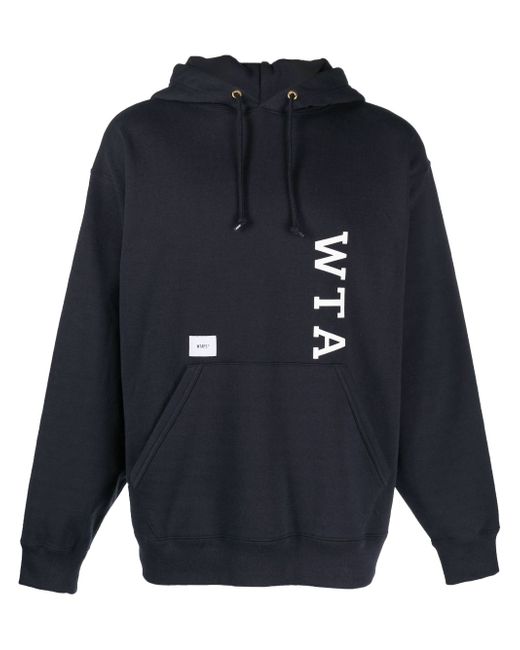 Wtaps logo-print cotton drawstring hoodie