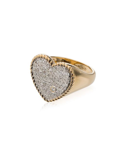 Yvonne Léon 18K gold and diamond Pave heart ring