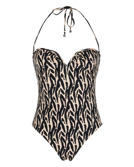Nanushka patterned self-tie swimsuit