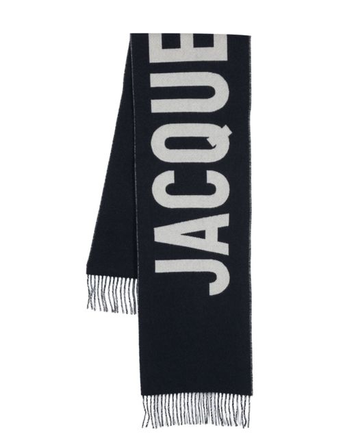Jacquemus intarsia knit-logo fringed scarf