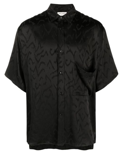 Saint Laurent patterned-jacquard short-sleeve shirt