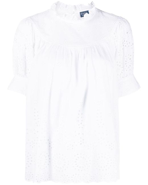 Polo Ralph Lauren laser-cut short-sleeve blouse