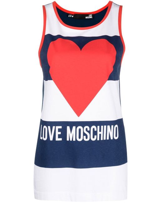 Love Moschino striped heart-print tank top