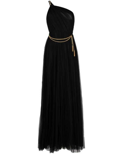 Elisabetta Franchi one-shoulder chain link-embellished tulle dress