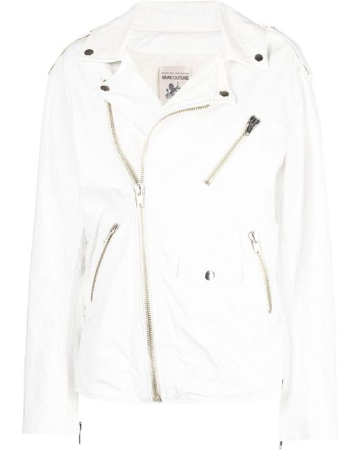 Semicouture zip-detail leather jacket