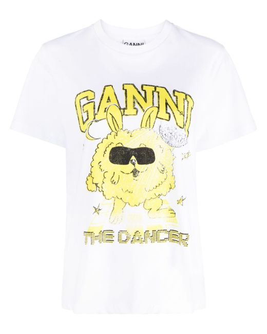 Ganni Relaxed Dance Bunny organic cotton T-shirt