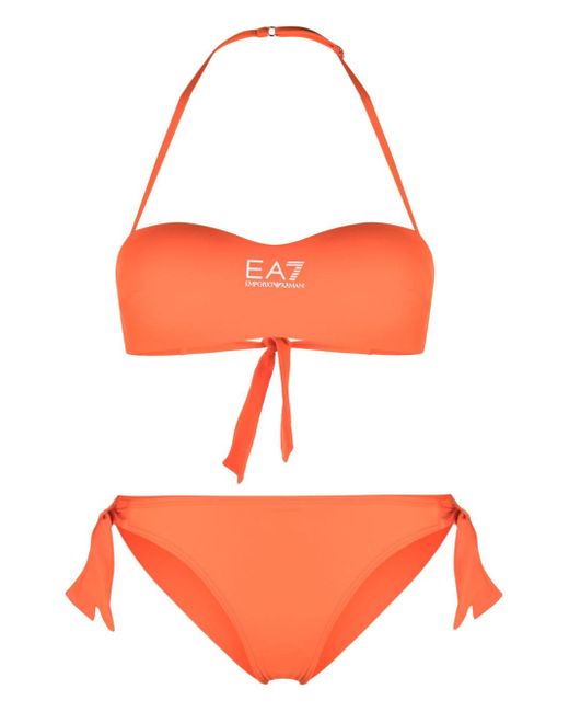 Ea7 logo-print halterneck bikini set