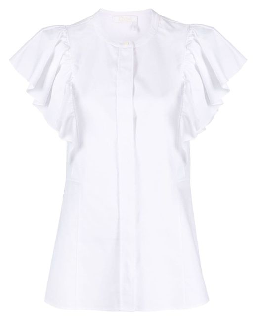 Chloé ruffle-sleeve cotton blouse