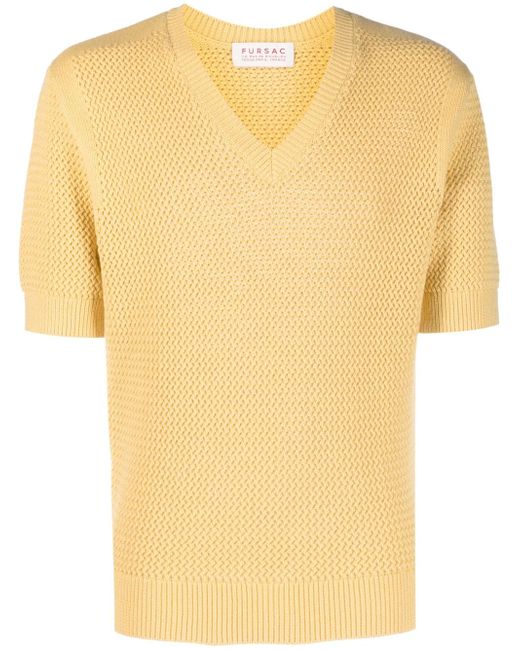 Fursac knitted short-sleeved v-neck jumper