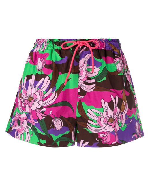 Moncler floral-print drawstring shorts