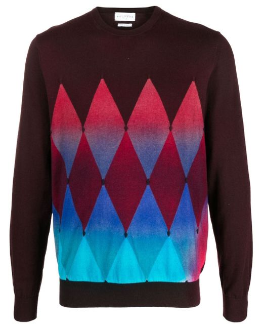 Ballantyne geometric-pattern knitted jumper