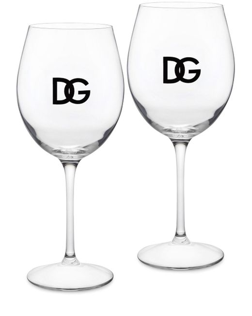 Dolce & Gabbana logo-print set of two wine glasses