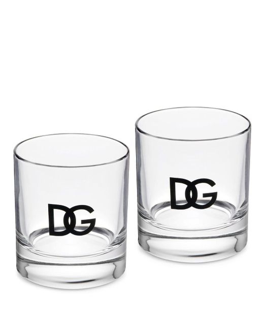 Dolce & Gabbana logo-print set of two drinking glasses