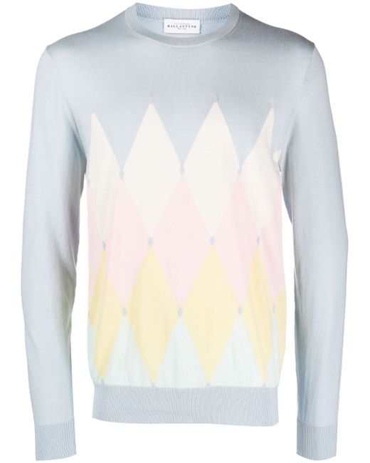 Ballantyne geometric-print fine-knit jumper