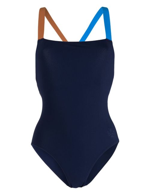 Tory Burch logo-detail colorblocked swimsuit