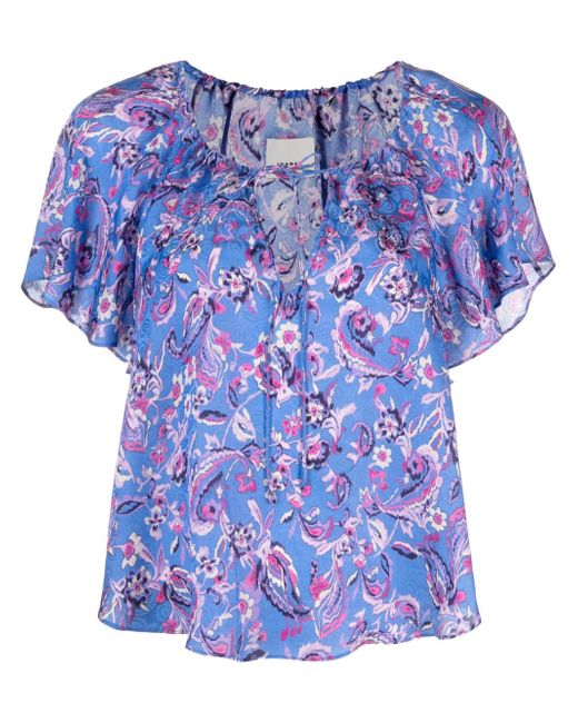 Isabel Marant floral-print short-sleeve blouse