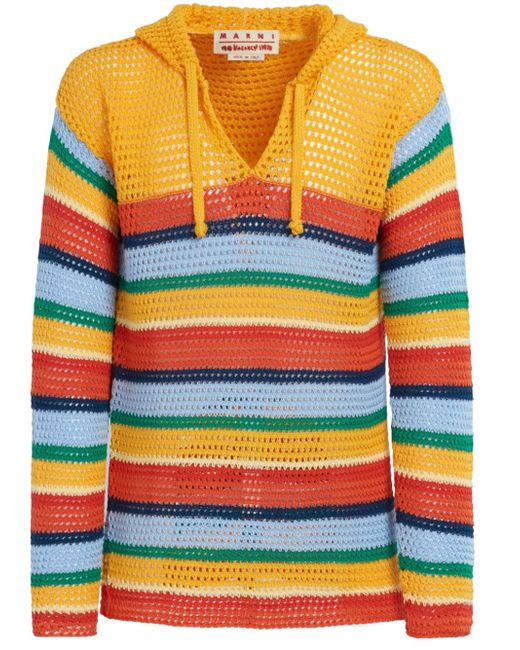 Marni crochet-knit striped hoodie