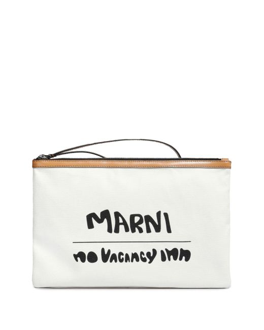 Marni logo-print clutch bag