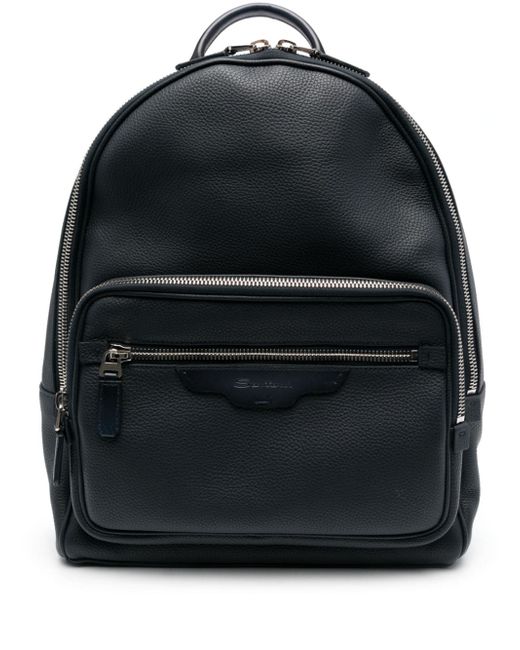 Santoni grained-texture leather backpack
