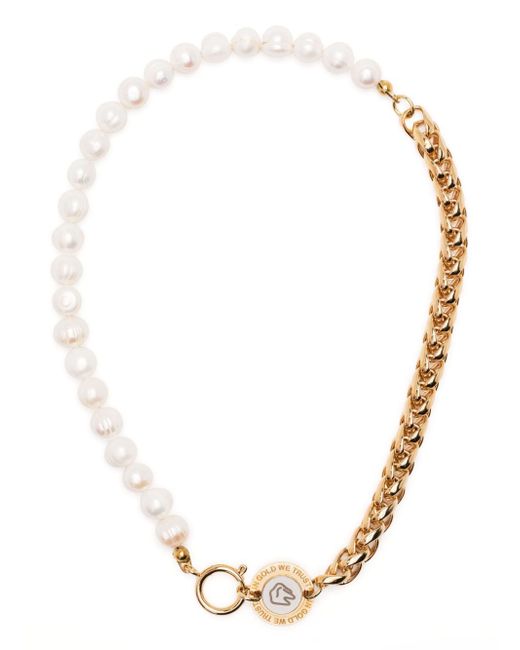 In Gold We Trust Paris chain-link pearl necklace