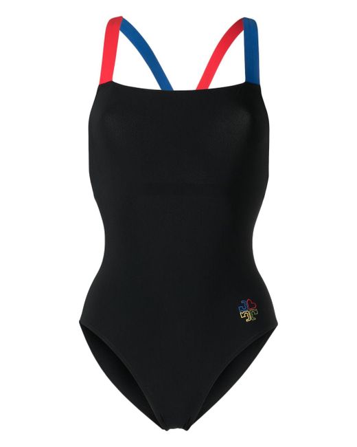 Tory Burch logo-detail colorblocked swimsuit