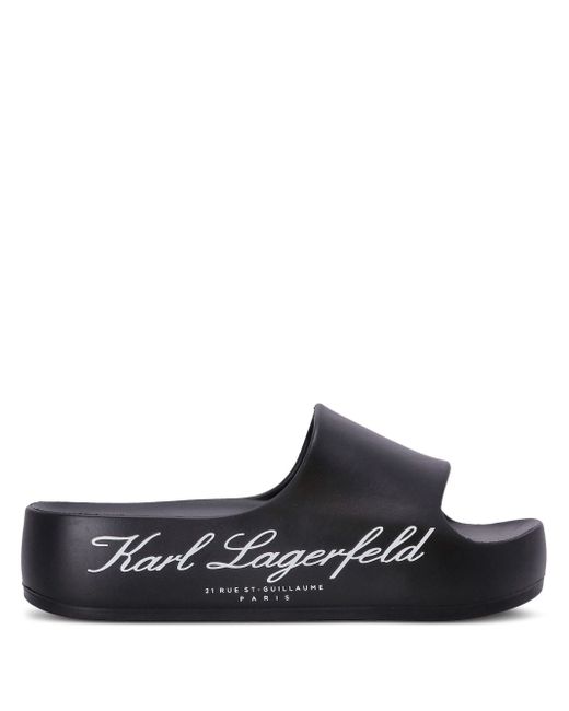 Karl Lagerfeld logo-print flat slides