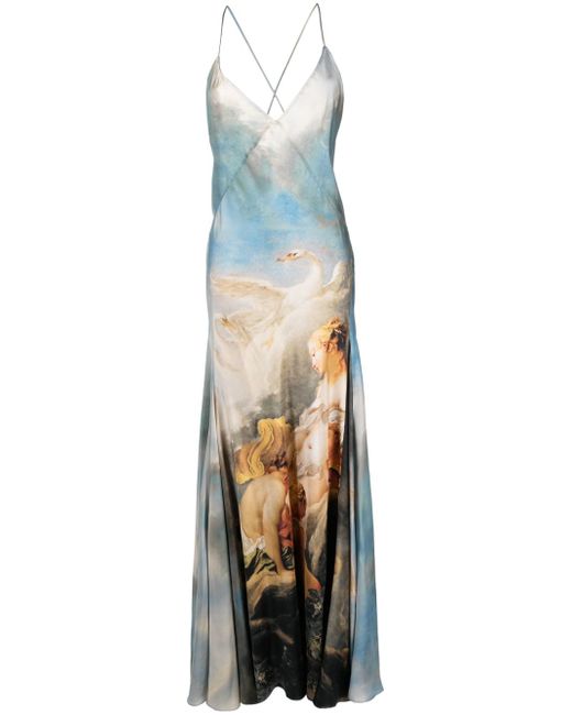 Roberto Cavalli painting-print silk maxi dress