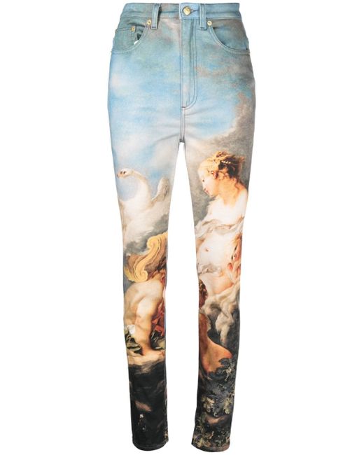 Roberto Cavalli painting-print slim-fit jeans