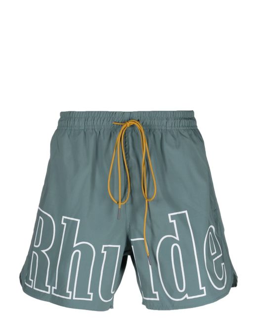 Rhude logo-print drawstring swim shorts