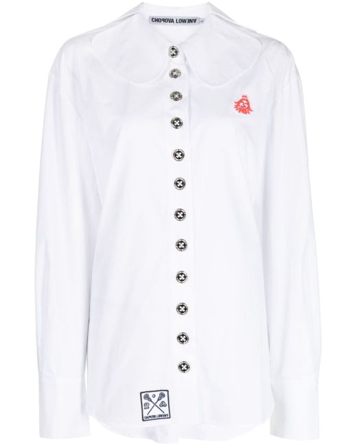 Chopova Lowena logo-patch buttoned cotton shirt