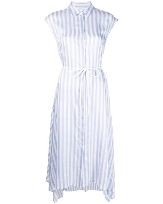 Peserico striped satin sleeveless shirt dress