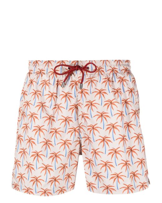 Canali palm tree-print drawstring swim shorts