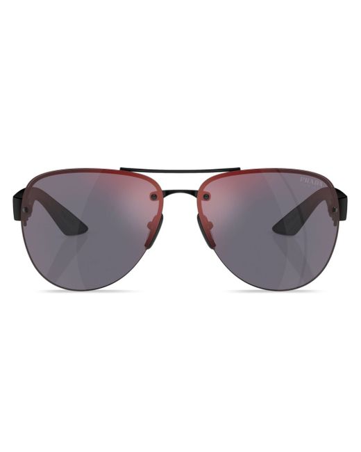 Prada Linea Rossa logo-print round-frame sunglasses