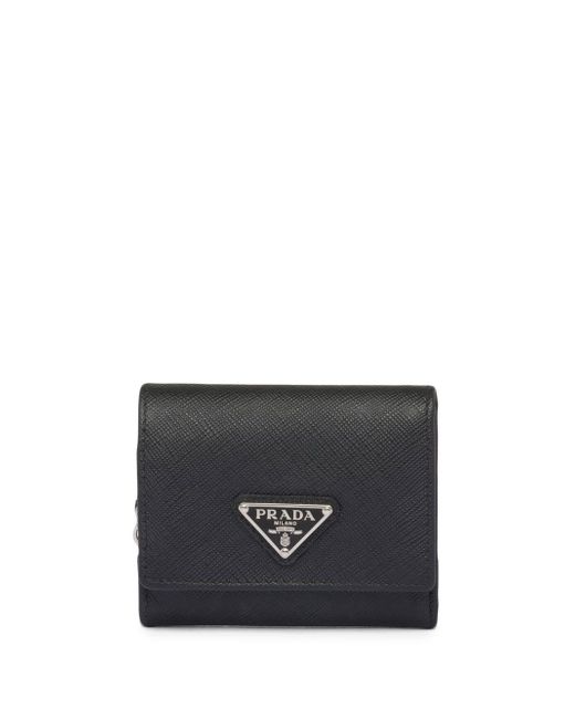 Prada triangle logo leather wallet