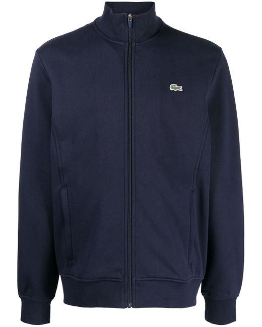 Lacoste logo-patch zip-up cardigan