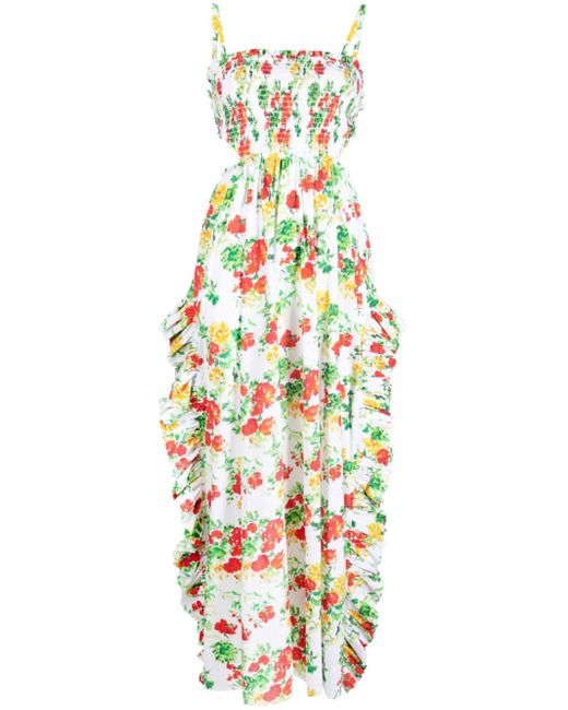 Caroline Constas floral-print smocked dress