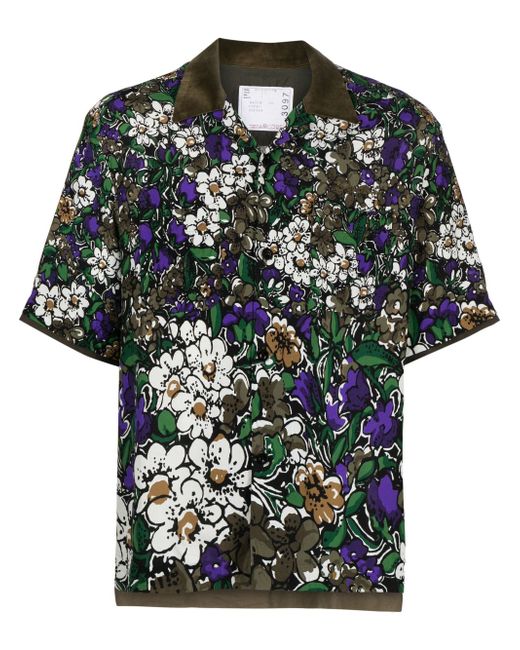 Sacai floral-print short-sleeve shirt