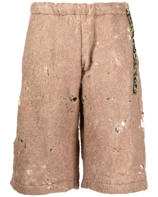 Vitelli distressed open-knit shorts