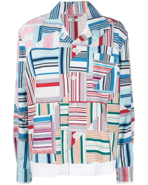 Bode patchwork long-sleeve oxford shirt