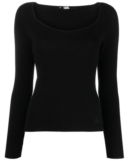 Karl Lagerfeld long-sleeved ribbed-knit top
