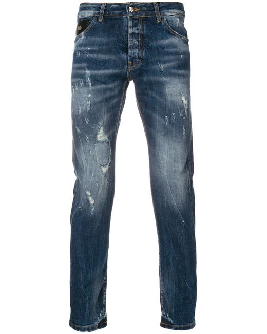 John Richmond distressed faded skinny jeans