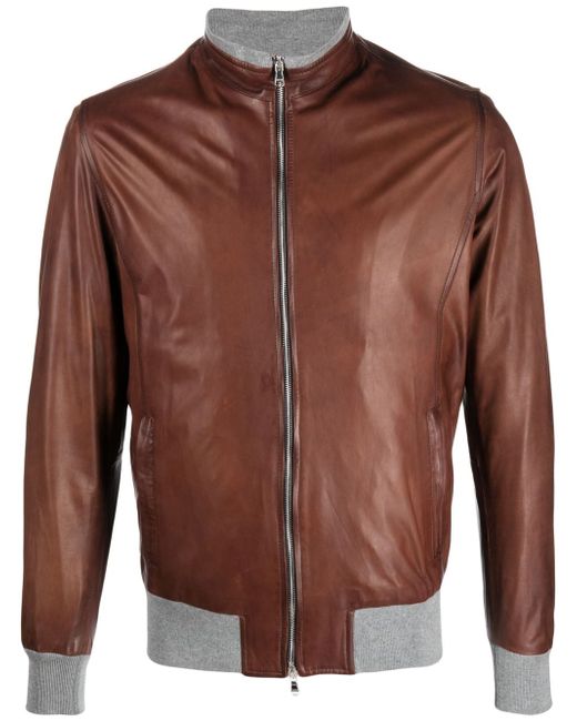 Barba zipped-up fastening leather jacket
