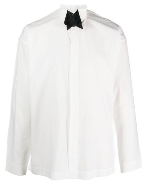 Homme Pliss Issey Miyake contrasting-collar long-sleeved shirt