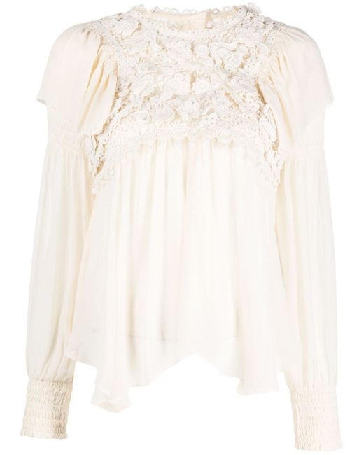 Isabel Marant lace-detail long-sleeve blouse