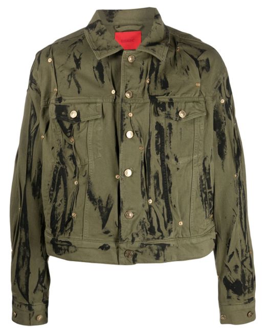 Kusikohc stud-embellished distressed denim jacket