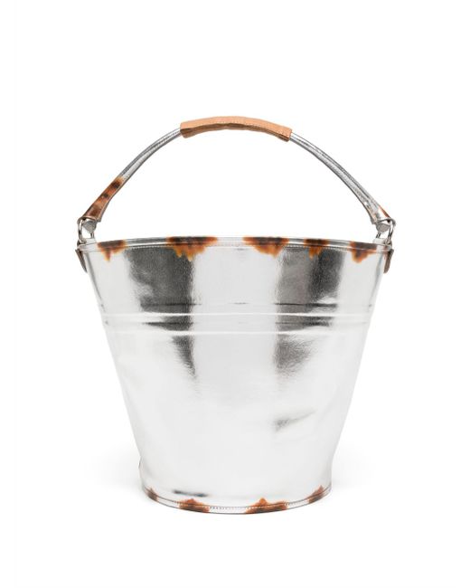 Doublet metallic leather bucket bag