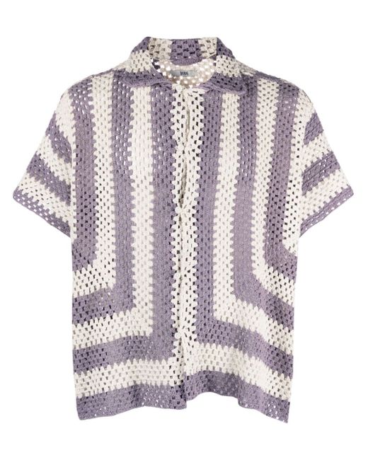 Bode striped crochet-knit shirt
