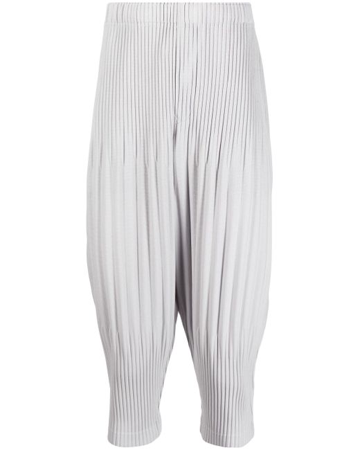 Homme Pliss Issey Miyake plissé cropped drop-crotch trousers