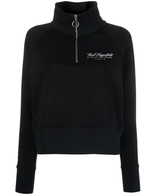 Karl Lagerfeld logo-print half-zip sweatshirt